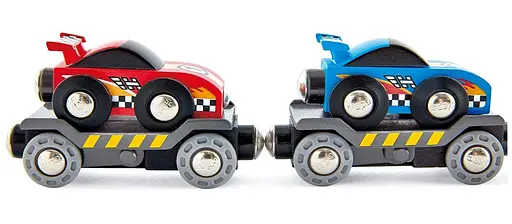 Набір для іграшкових залізниць Hape Поїзд транспортер для гоночних автомобілів E3735 - фото 4