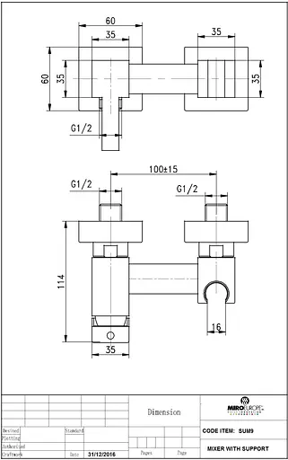 Змішувач для гігієнічного душу зовнішнього монтажу 100 мм Miro Europe SUM9, Хром - фото 2