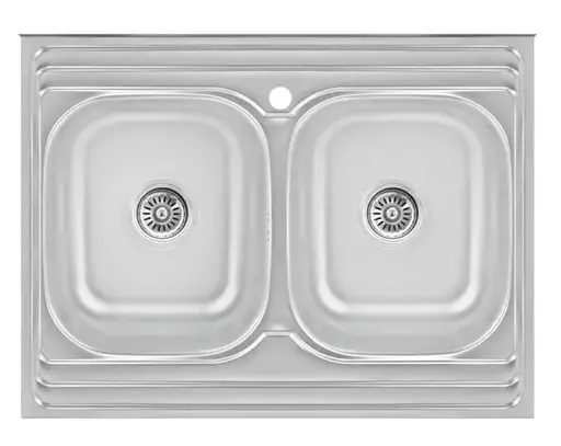 Кухонная мойка на две чаши 790x480x180 мм + сифон Wezer 7848(08) Satin, Satin - фото 1