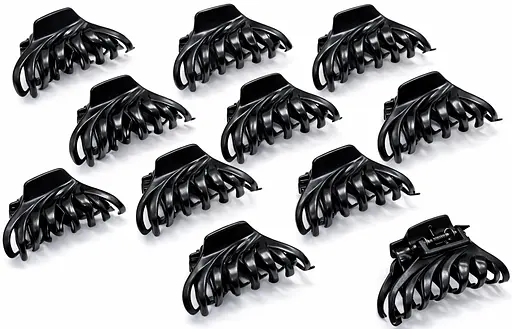 Набір глянцевих заколок для волосся 8.5 см пластикові надійний аксесуар на кожен день 12 шт. Чорний - фото 1