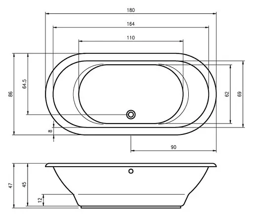 Ванна акрилова Rho Seth180x86 BB2200500000000 Білий - фото 3