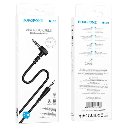 Аудіокабель BOROFONE BL10 AUX audio cable 2m Black - фото 2