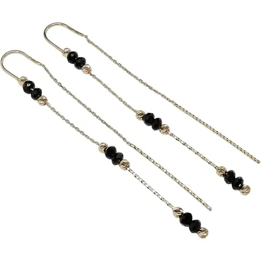 Золоті сережки-протяжки Столична Ювелірна Фабрика з оніксом. 107290О