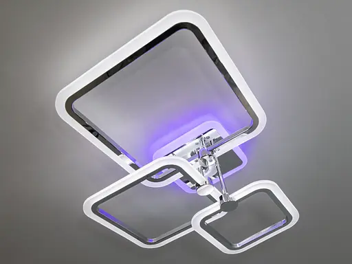 Світлодіодна люстра під стелю з пультом, димером, підсвіткою,65W, хром - фото 2