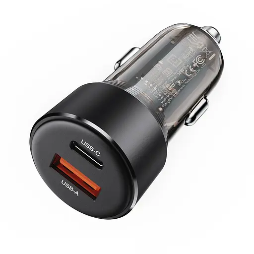 Автомобильное зарядное устройство для ACEFAST B12 60W (USB-A+USB-C) dual-port car charger черный - фото 3