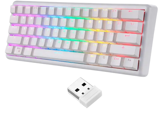 Клавиатура беспроводная Motospeed SK66 Gateron Blue RGB White (mtsk66wmb) - фото 2