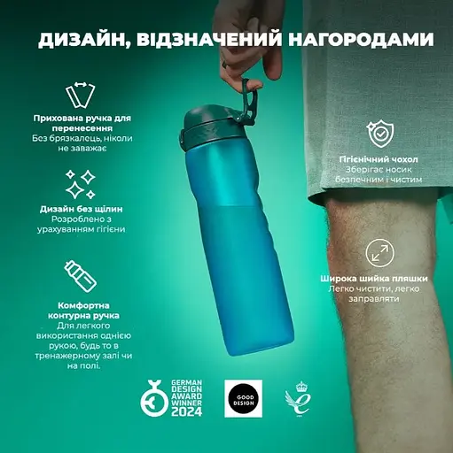 Пляшка для води ION8 1000 мл (ЭКО бутылка) BPA Free, Aqua (I8RF1000AQU) - фото 5