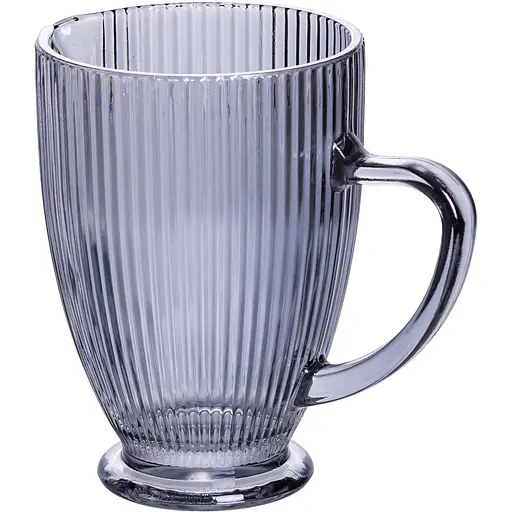 Кувшин для напитков 1.2 л фигурный прозрачный ребристый из толстого стекла серый Yiwu HP-19-7118G