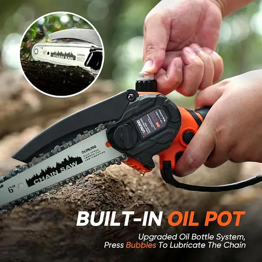 Мініланцюгова пила Olmlmo Cordless 6 дюймів, електрична ланцюгова пила з акумулятором 2,0 - фото 6
