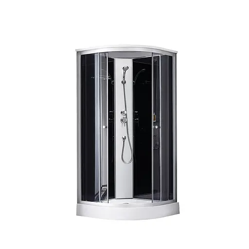 Душевой бокс Kroner KRP Enzo – SD.C.F.G. 90x90 см CV029572, Хром матовый, тонированный, хром матовый - фото 1