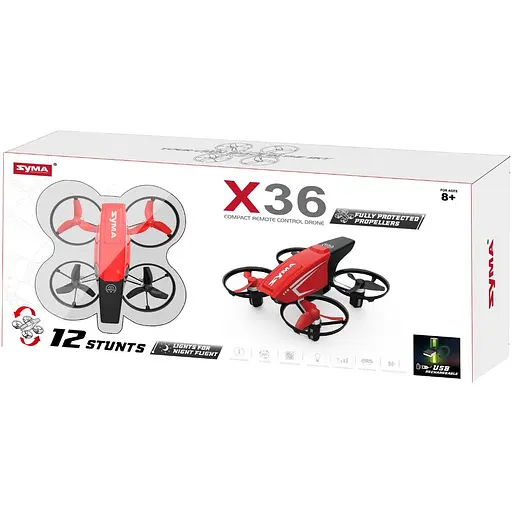 Квадрокоптер игрушечный Syma X36 на радиоуправлении красно-черный (X36) - фото 7
