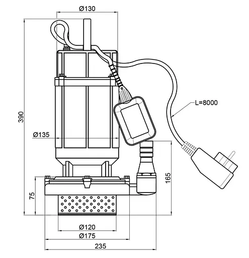 Дренажный насос Thermo Alliance QXD10-16-0,75 с поплавком TAQXD1016075 - фото 4