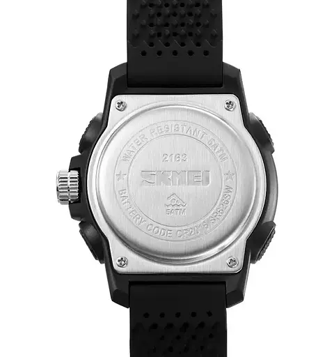 Часы мужские наручные спортивные Skmei 2163 с двойным дисплеем и подсветкой (Черный) - фото 8