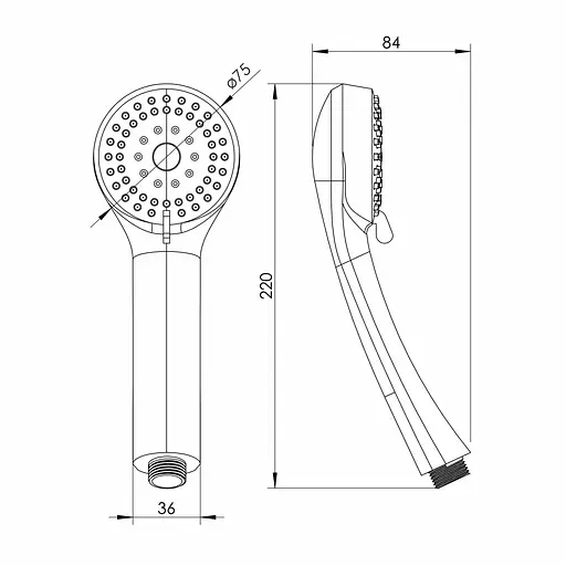 Ручной душ RJ 75 мм, 3 режима, блистер хром RJHS000-17CH, Хром - фото 2