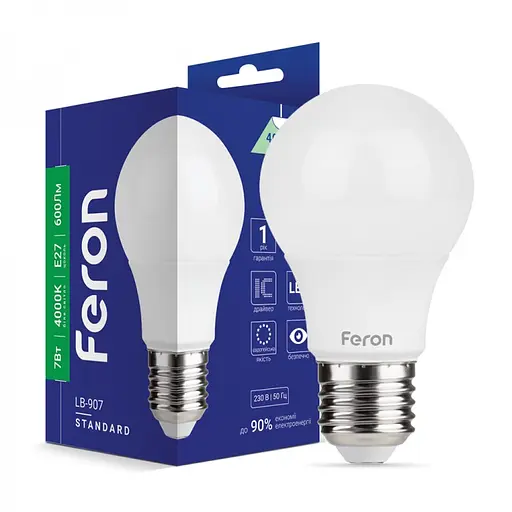 Лампа свiтлодiодна Feron LB-907 A55 230V 7 Вт E27 4000K (1796)