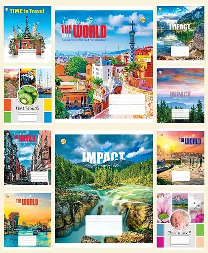 Зошити учнівські 48 аркушів клітинка Тверда 41502 Мікс ПМК2, 10 шт. в упаковці