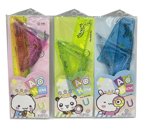 Набір лінійок Flex, Звірята, ZH-4120, 20 см, 2 трикутники, транспортир (В асортименті) - фото 2