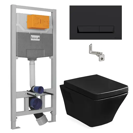 Комплект инсталляция Imprese 3 в 1 i8120 + унитаз подвесной Volle Teo 13-88-422black с крышкой Soft Close, Черный - фото 1