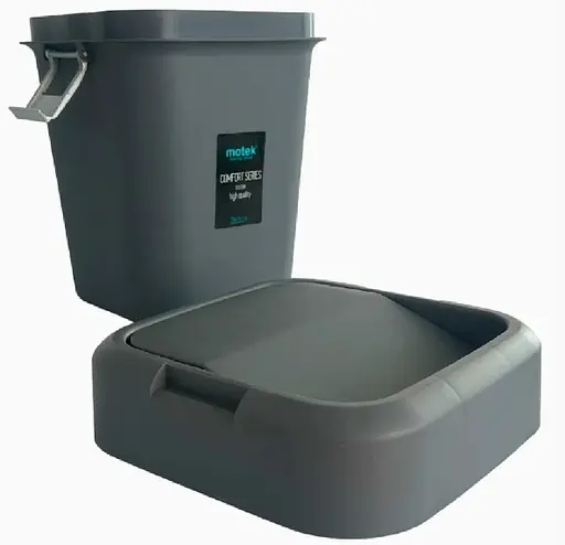 Мусорное ведро Motek на 8 л с поворотной крышкой 22.5х22.5х30 см Антрацит (COB-410)  - фото 8