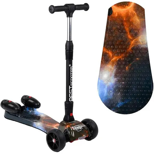 Дитячий самокат Best Scooter з турбінами та музикою 63х16х31 см Чорний 000254932