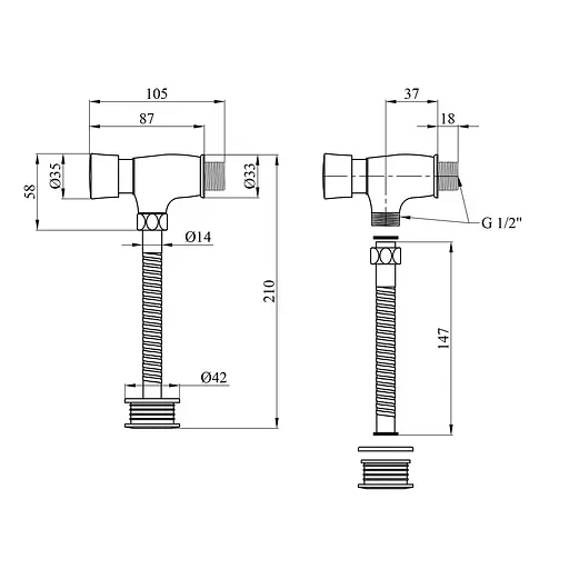 Змивний пристрій для пісуара Kroner KRM Klassisch - C110 CV022939, Хром - фото 2