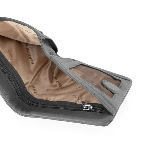 Жіночий шкіряний гаманець маленький De Esse LC14016-GD35 сірий на магніті - фото 5