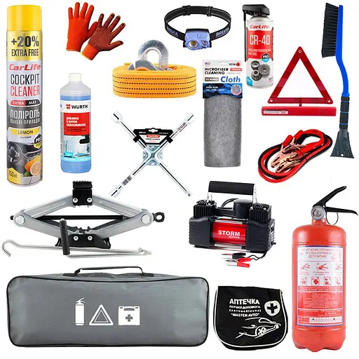 Набор Huragan для техпомощи с компрессором и фонарем 16 ед. (na_164) - фото 1