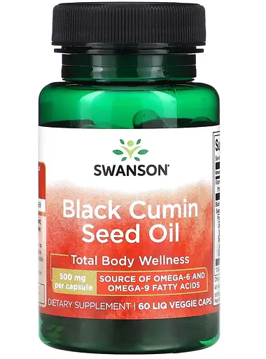 Масло семян черного тмина Swanson Black Cumin Seed Oil 500 mg 60 Liq Vegcap (1086-2022-10-0205)