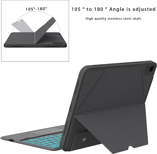 Чохол ROOFEI для iPad 10-го покоління (10,9 дюйма, 2022 р.) зі знімною клавіатурою: 7-колірне підсвічування, сенсорна панель - фото 7