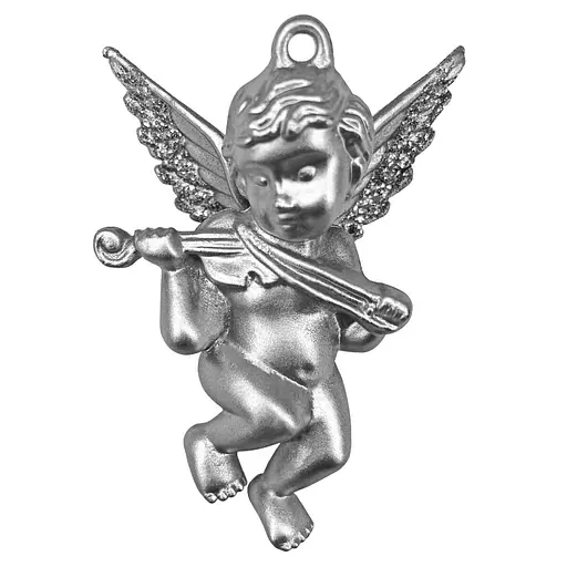 Новорічна підвіска MIS LT Янгол з скрипкою 4,5х2х6 см срібний - фото 1