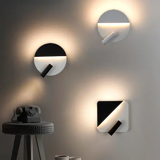 Настінний білий квадратний світильник із спотом Line F W 087 WT - фото 9