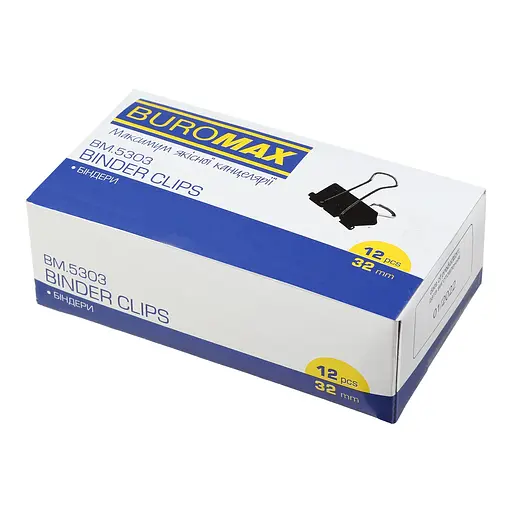 Биндер-зажим для бумаги, 32 мм, черный, BM.5303 BUROMAX (4823078947536) - фото 1