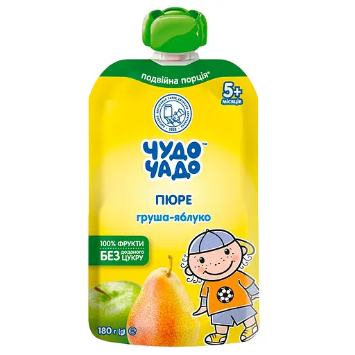Пюре Чудо-чадо Груша-яблоко без сахара 180 г - фото 1