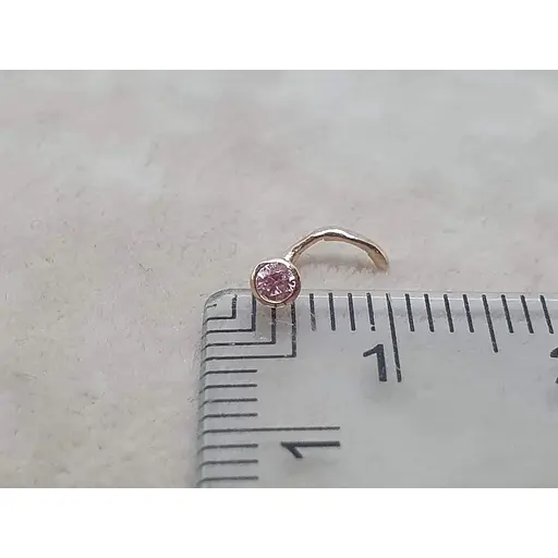 Золотая серьга-пирсинг в нос Dear с фианитом. 1023.1 Розовый (светлый) - фото 4