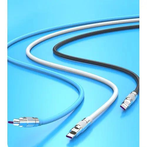 Кабель XO NB227 OD6.0 silicone TPE zinc alloy TYPE-C 6A/1,2 м Синій - фото 1