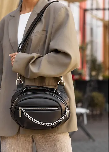 Сумка через плечо женская бананка Sambag Pure черная 30×17×10 см (85515001) - фото 3