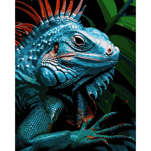 Набор для росписи по номерам Strateg Яркий хамелеон на чёрном фоне 40 х 50 см (AH1195-15) - фото 1