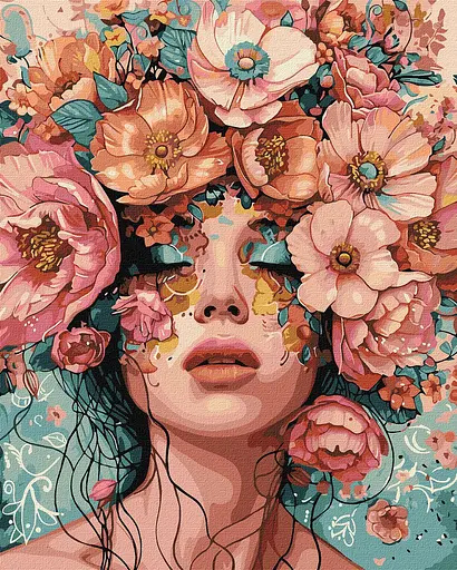Набор для росписи по номерам Девушка в цветах, 40x50 см, КНО8440