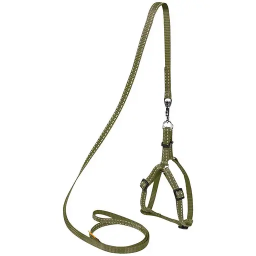 Шлея Dog Extreme з нейлону регульована з повідцем для котів, кроликів і морських свинок (ширина 10мм, довжина 115см, В:28-40см)