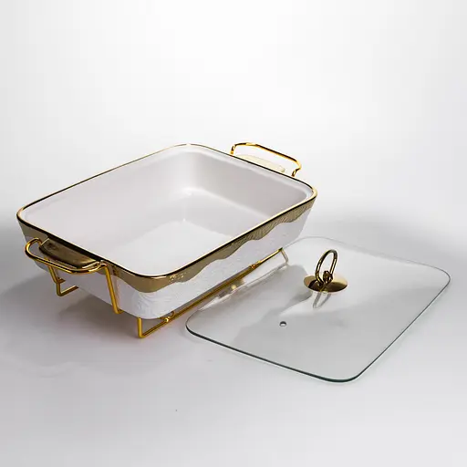 Мармітниця порцелянова Yiwu 2 л на металевій підставці з підігрівом 40х22.5х15.5 см марміт для перших страв HNG-112-15 - фото 3