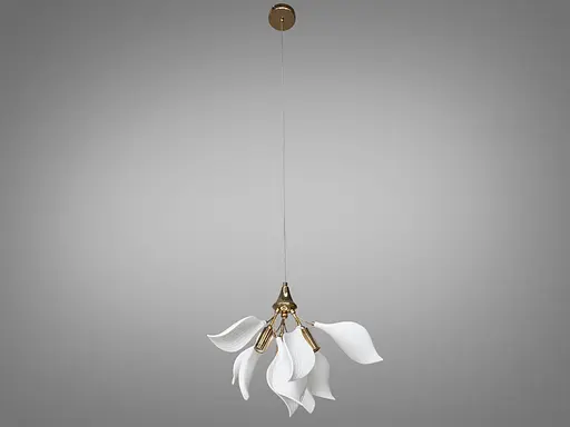 Модная подвесная керамическая люстра в гостиную, 3 лампы, золото. - фото 1