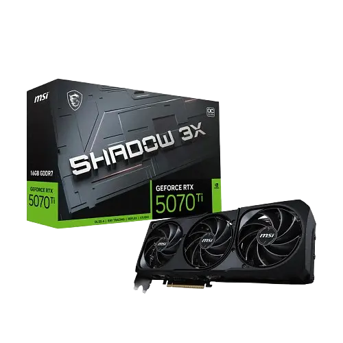 Відеокарта GeForce RTX 5070 Ti 16GB MSI Shadow 3X OC (RTX 5070 Ti 16G SHADOW 3X OC)