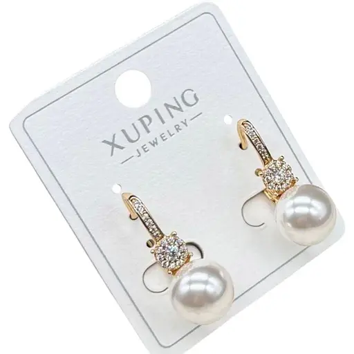 Сережки підвіски Xuping з перлинами гіпоалергенні з медичної сталі - фото 1