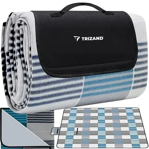 Великий флісовий водонепроникний килимок TRIZAND 21077 200x200 см для пікніка пляжу та кемпінгу з алюмінієм - фото 4