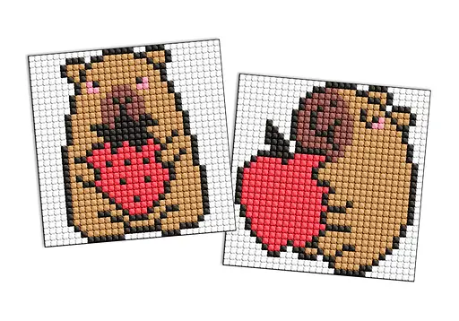 Мозаика Капибара: клубника и яблоко, 9x9 см, AMG1173