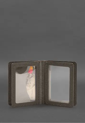 Кожаная обложка для водительского удостоверения, ID и пластиковых карт 2.1 темно-бежевый - фото 8