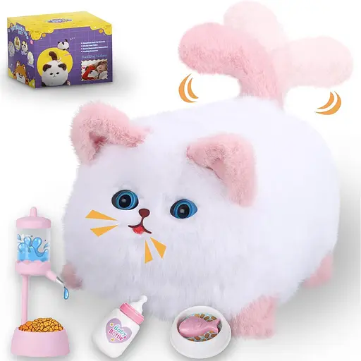 Интерактивная мягкая игрушка AiDA Smart Blinking Cat бело-розовая (AD54081) - фото 13