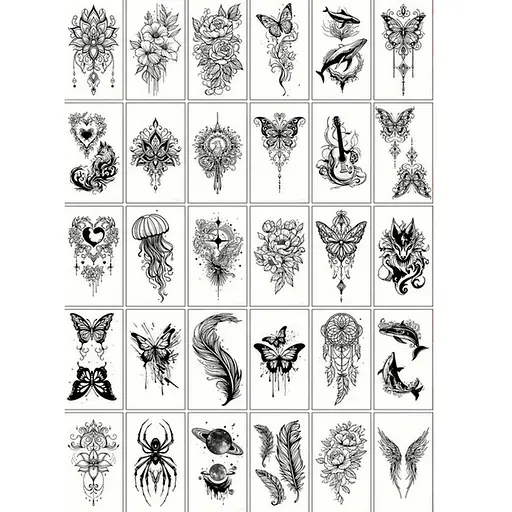 Набор детских временных тату "Черные мини №4" Fresh Tattoo black-tattoo-mini-set-4-H - фото 1