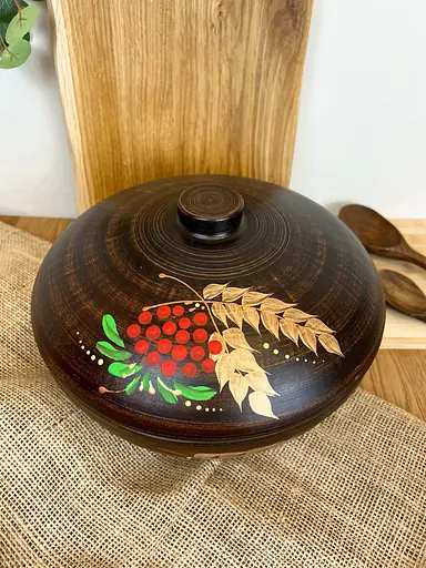 Каструля для плова с крышкой 3 литра керамический (глиняный) резной Золотой Колосок - фото 2