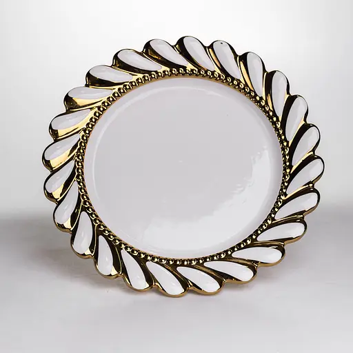 Тортовница фарфоровая на ножке Yiwu Tiffany 30х30х12 см круглая подставка для торта капкейков пирожных десертов праздничная посуда ML2048 - фото 4